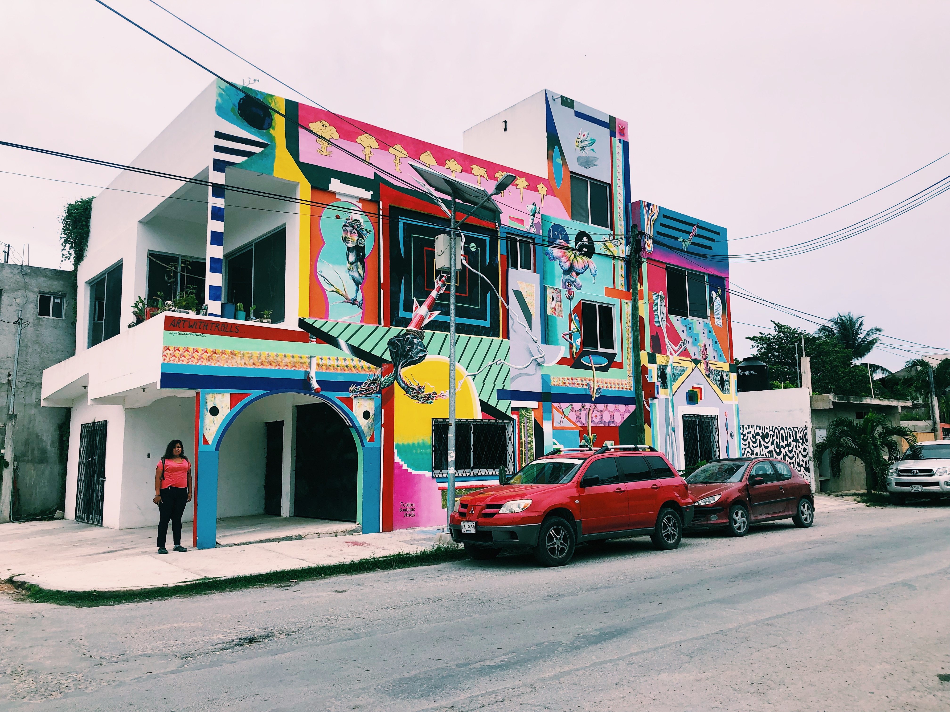 A colourful building in the streets of Tulum.